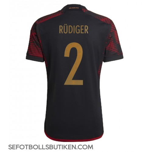 Tyskland Antonio Rudiger #2 Replika Borta matchkläder VM 2022 Korta ärmar